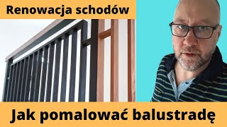 Renowacja schodów drewnianych malowanie balustrady Malowanie poręczy i malowanie barierek [upl. by Nutsud]