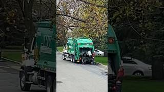 Collecting green waste 🍂🌿 automobile garbagetruck canada montreal quebec [upl. by Anilos]