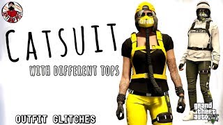 GTA5  Outfit Glitches NEW Catsuits with 2 Different Style Tops Female Only [upl. by Ahsaek404]