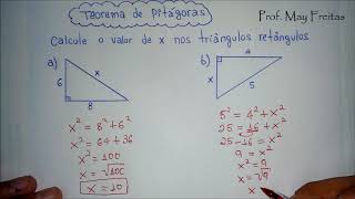 Aula 2  Teorema de Pitágoras Exemplos de aplicações [upl. by Atoked]