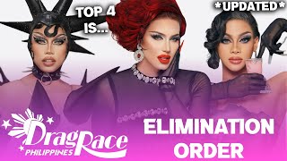 Drag Race Phillipines S3 UPDATED Elimination Order amp TOP 4  RuPauls Drag Race [upl. by Gausman]