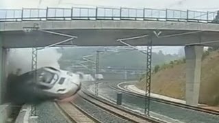 Spain Train Derailment Video 2013 Shocking Crash Kills At Least 77 Caught on Tape [upl. by Aihsyt264]