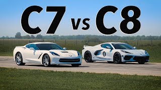 C8 Corvette vs C7 Corvette  Drag amp Roll Race Comparison [upl. by Ness]