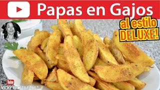 PAPAS EN GAJOS  PATATAS DELUXE  Vicky Receta Facil [upl. by Nawat]