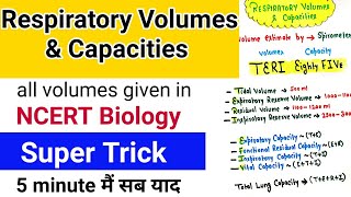 all lungs volumes amp capacity learn with in 5 minutes  Super trickMnemonic  NEET CBSE Board [upl. by Nylsirk483]