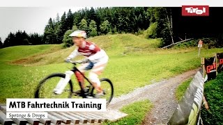 MTB Fahrtechnik Training 9 Mountainbike Sprung und Drop Tutorial [upl. by Barbarese]