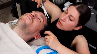 ASMR Measuring amp Trimming Eyebrows with Scissors  Hair Pulling FacePeeling Mask Massage [upl. by Laforge]