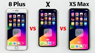 iPhone 8 Plus vs iPhone X vs iPhone XS Max SPEED TEST in 2023   iOS 1641 [upl. by Ianteen]