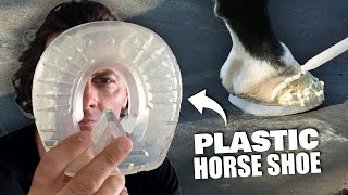 Horse Therapy Shoe Repair  EasyShoe Versa Grip Glue Horse Shoe  A Plastic Glue On Horse Shoe [upl. by Ocirnor829]