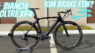 BIANCHI OLTRE XR4 RIM BRAKE LIGHTWEIGHT AERO BIKE WITH RIM BRAKES FTW [upl. by Tepper335]