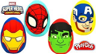 4 Ovos Surpresas de Marvel Aventuras de Super Herói em Português Brasil de Massinha Play Doh [upl. by Seleta]