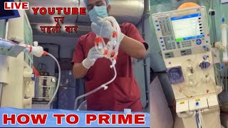 How to Prime dialysertubing amp Setup dialysis machine  priming Hemodialysis [upl. by Hart]