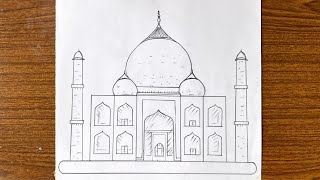 How to draw taj mahal easy step by step  Easy drawing for beginners step by step with pencil [upl. by Yelsnik24]