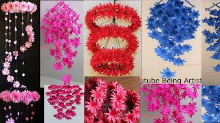 5 Beautiful Paper Flower Wall Hanging Paper Craft  Paper Flower [upl. by Eseerehc]