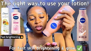 Step by step How to use a body lotion for it to brighten amp glow your skin 💯 Nivea even glow [upl. by Long536]