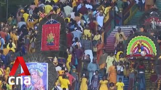 More than 1 million devotees flock to Malaysia’s Batu Caves for Thaipusam [upl. by Stier]