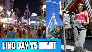 LINQ Promenade On Vegas Strip  Day vs Night Is A Totally Different Experience [upl. by Walton]