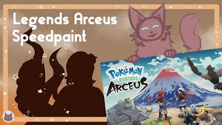 Shiny Hunting  Pokémon Legends Arceus Speedpaint [upl. by Tol]