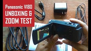 Panasonic V180 Camcorder Unboxing and Zoom Test [upl. by Hubsher759]