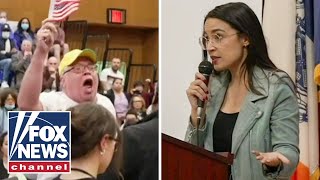 AOC heckled booed at NYC town hall [upl. by Va]