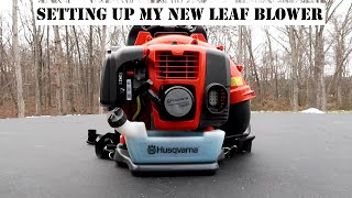 My new Husqvarna backpack leaf blower makes clearing the yard easier  BT150 [upl. by Evvy]