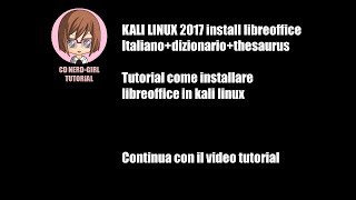 KALI LINUX 2017LIBREOFFICE ITADIZIONARIOTHESAURUS [upl. by Akehsay]