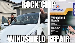 HOW TO REPAIR A CRACK OR CHIP IN WINDSHIELD  ROCK CHIP REPAIR  PERMATEX DIY REPAIR KIT [upl. by Kerry]