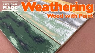 How to Weather Wood With Paint  DIY Distressed Wood  Making Wood Look Old [upl. by Kalil447]