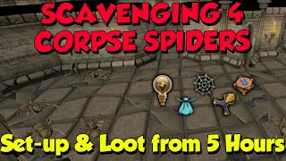 Scavenging 4 at Corpse Spiders Runescape 3 Loot from 5 Hours amp Setup [upl. by Ylrebmit]