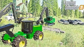 JOHN DEERE LOGGING SET UP  100000 DAY  FARMING SIMULATOR 2019 [upl. by Hogen]