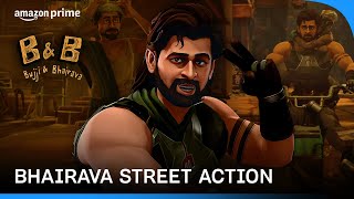 Bhairava And His Street Action  Bujji amp Bhairava  Prabhas Keerthy Suresh  Prime Video India [upl. by Leahcimaj596]