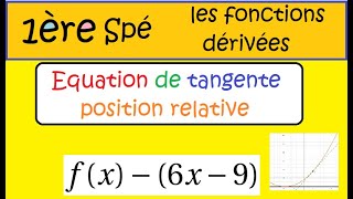 Première Spé maths Les fonctions dérivées Etude de position relative avec tangente et x² [upl. by Issak557]