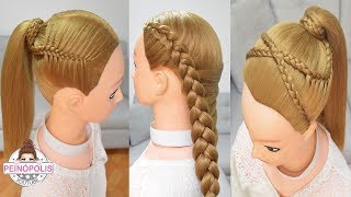 3 PEINADOS FACILES con TRENZAS para NIÑAS  COLETAS ALTAS de MODA 2019 [upl. by Sutherland]