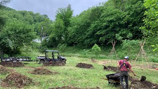 Building Hugelkultur Mounds amp Bamboo Garden Structures [upl. by Goodhen952]