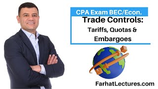 Trade Controls Tariffs Quotas Embargoes CPA Exam Economics [upl. by Clovah]