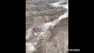 Aerial View of Chilcotin River Landslide Breach River Now Flowing [upl. by Phare]