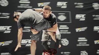 KHABIB NURMAGOMEDOV SHOWS OFF VIOLENT THROWS AHEAD OF HIS UFC 229 CONOR MCGREGOR TITLE FIGHT [upl. by Goles671]