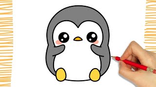 Como dibujar a un PINGÜINO KAWAII I paso a paso [upl. by Nikita]