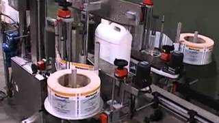 JDA  Liquid Fertilizer Bottle Labeler  25 Gallon Bottle Labeling Machine [upl. by Acinorej222]