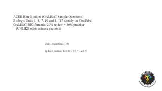 GAMSAT Biology Sample Questions Unit 1 Questions 1 to 6 Blue Booklet [upl. by Aerdno]