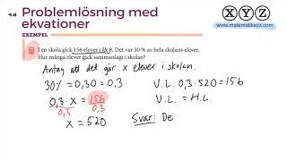 Y 48 Problemlösning med ekvation [upl. by Eidorb]