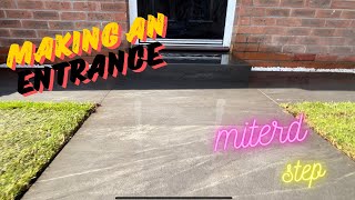 Mitred porcelain step turfed lawn with borders making a beautiful modern entrance timelapse [upl. by Rosenkrantz361]