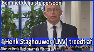 Henk Staghouwer stapt per direct op als minister van Landbouw Natuur en Voedselkwaliteit Rutte IV [upl. by Anitsyrhc908]