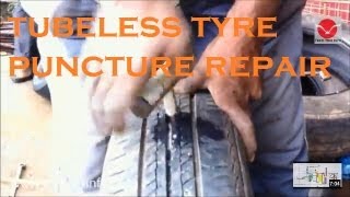 How to repair a tube less tyre puncture in 30 seconds ✔ [upl. by Amirak]