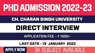 New PhD Admission Application 20222023  Ch Charan Singh University  CCSU Meerut  Apply Now [upl. by Dixie]