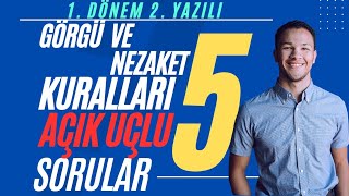 5 Sınıf Görgü Kuralları ve Nezaket Dersi 1 Dönem 2 Yazılı Sınavı Açık Uçlu Soruları ve Cevapları [upl. by Strade]