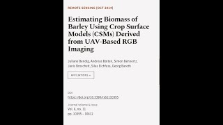 Estimating Biomass of Barley Using Crop Surface Models CSMs Derived from UAVBased   RTCLTV [upl. by Elana]