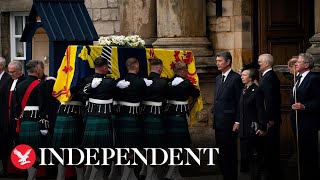 Queen Elizabeth IIs coffin moved inside the Palace of Holyrood House in Edinburgh [upl. by Youlton]