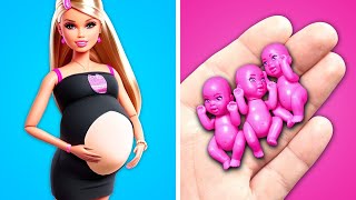 Desafío de Caliente vs Frío  12 Trucos y Manualidades para Barbie Embarazada [upl. by Adiuqram]