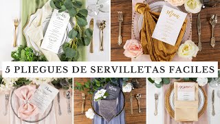 5 Ideas Para Doblados de Servilletas Elegantes DIY Para Bodas [upl. by Leidgam]